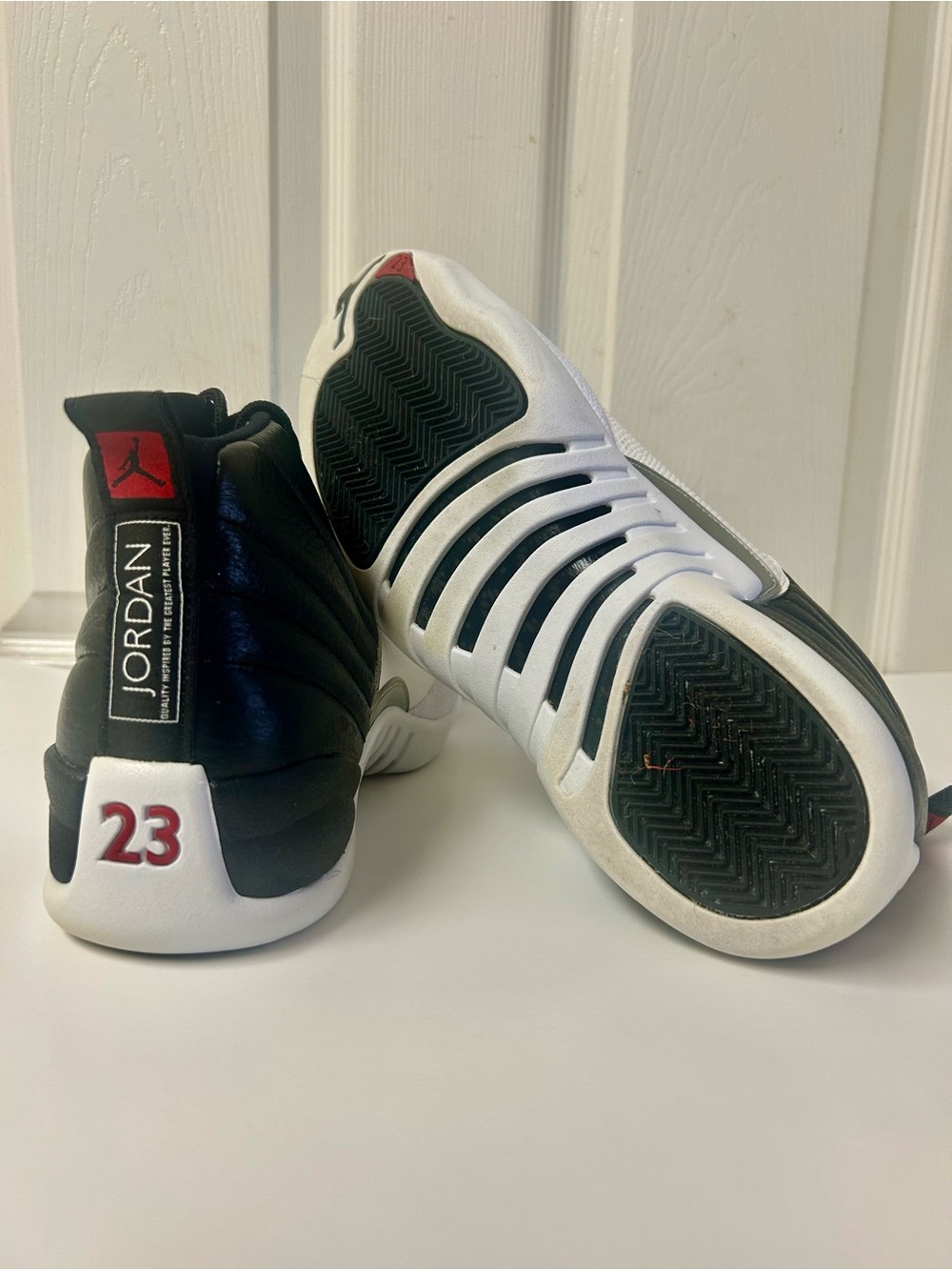 Air Jordan Retro 12 Playoffs black and white sneakers